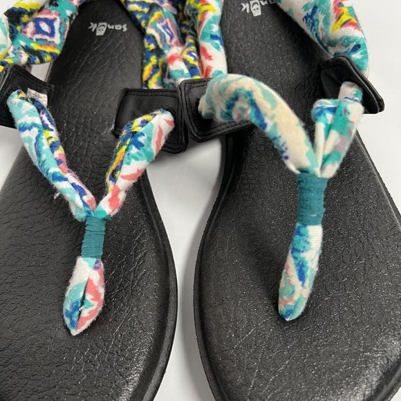 Sanuk Sandals Yoga Sling Mat Size 8 Thong Fabric Flip Flop Flats - Picture 3 of 7